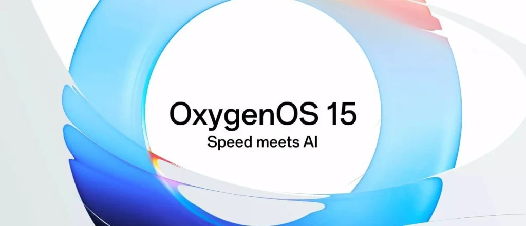 OnePlus による、同社のスマートフォン向けの新しい OxygenOS 15 の発表を示すイラスト バナー。(画像ソース: GSMArena)