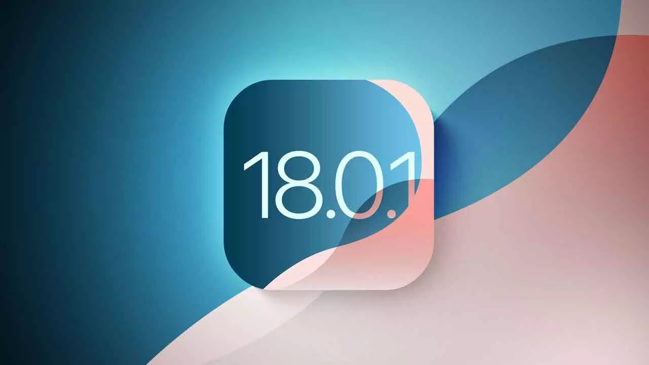 AppleのiOS 18.0.1のロゴとイラスト。