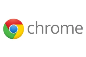 Google Chrome のロゴとテキスト。