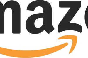 Amazon のロゴとテキスト。(画像ソース: Wikimedia Commons)