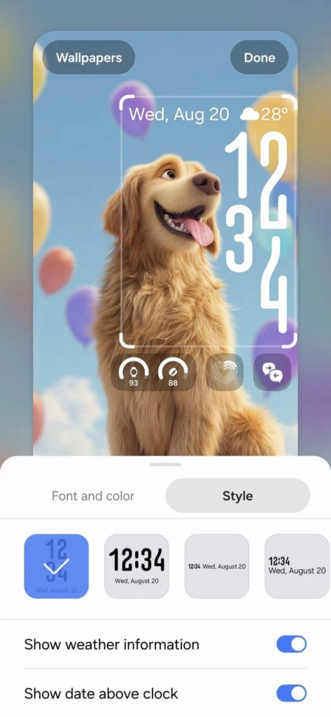One UI 8 Beta 5 のアダプティブ クロック機能のショーケース。(画像ソース: SamMobile) One UI 8 Beta 5 のアダプティブ クロック機能のショーケース。(画像ソース: SamMobile)