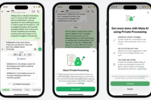 WhatsApp の AI ライティング アシスト機能のプレビュー。