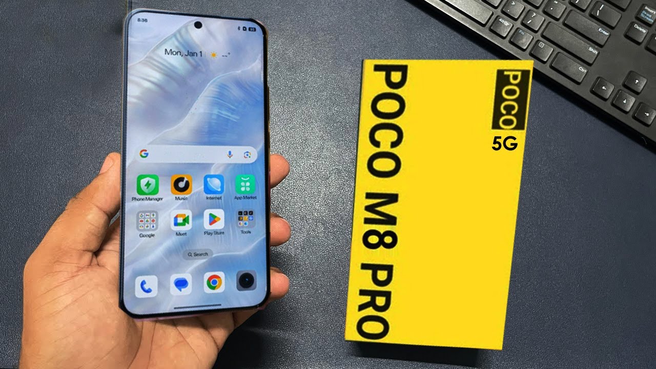 POCO M8 Pro 5G スマートフォンの外観デザインとディスプレイ