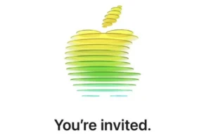 2026年3月に開催されるAppleイベント「Special Apple Experience」のカラフルなロゴを使用した招待状デザイン