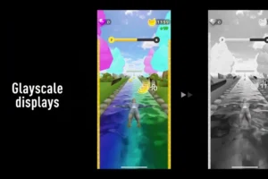 九州大学の研究で検証されたモバイルゲームのグレースケール表示と読み込み待ち時間によるプレイ時間削減の実験イメージ