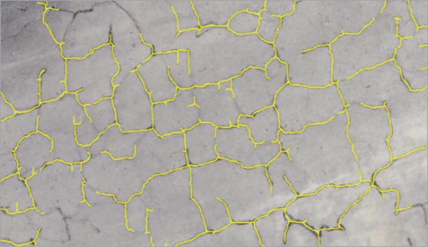 道路舗装のひび割れ・ポットホールをAIで検出するイメージ（Image Source: Esri）