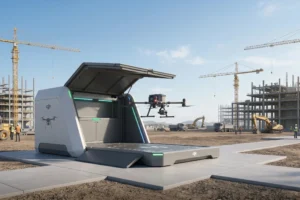 自律ドローンポートによる建設現場の遠隔・定時巡回イメージ（Image Source: DJI）