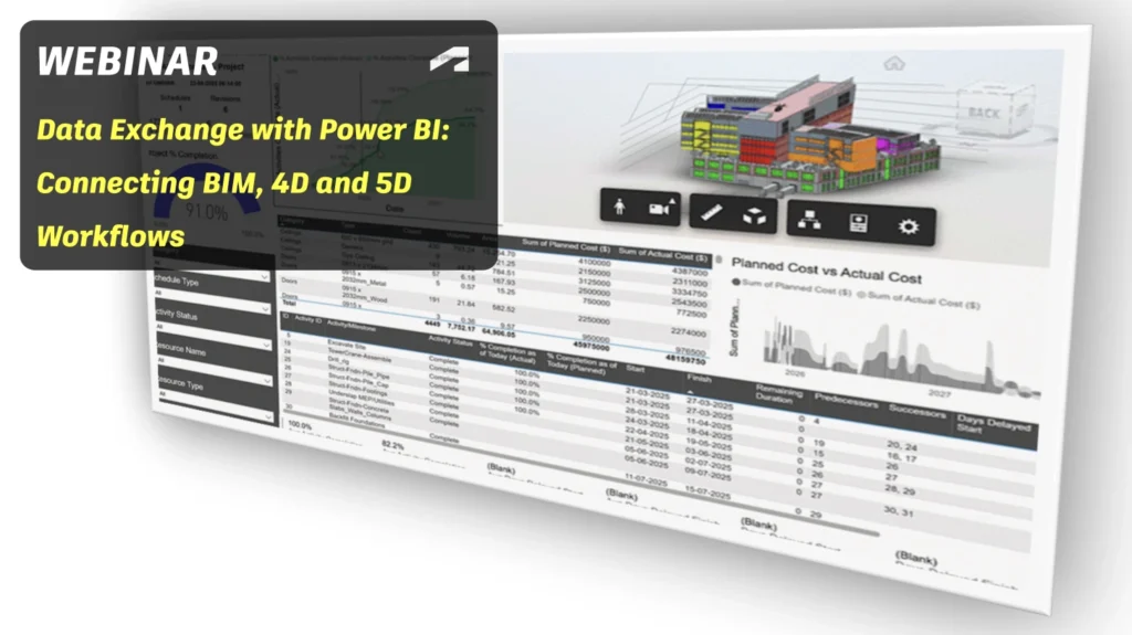 画像出典：Autodesk Platform Services Autodeskは、BIMデータに4Dスケジュールと5Dコスト情報を接続し、Power BIダッシュボードで可視化するワークフローを紹介しています。