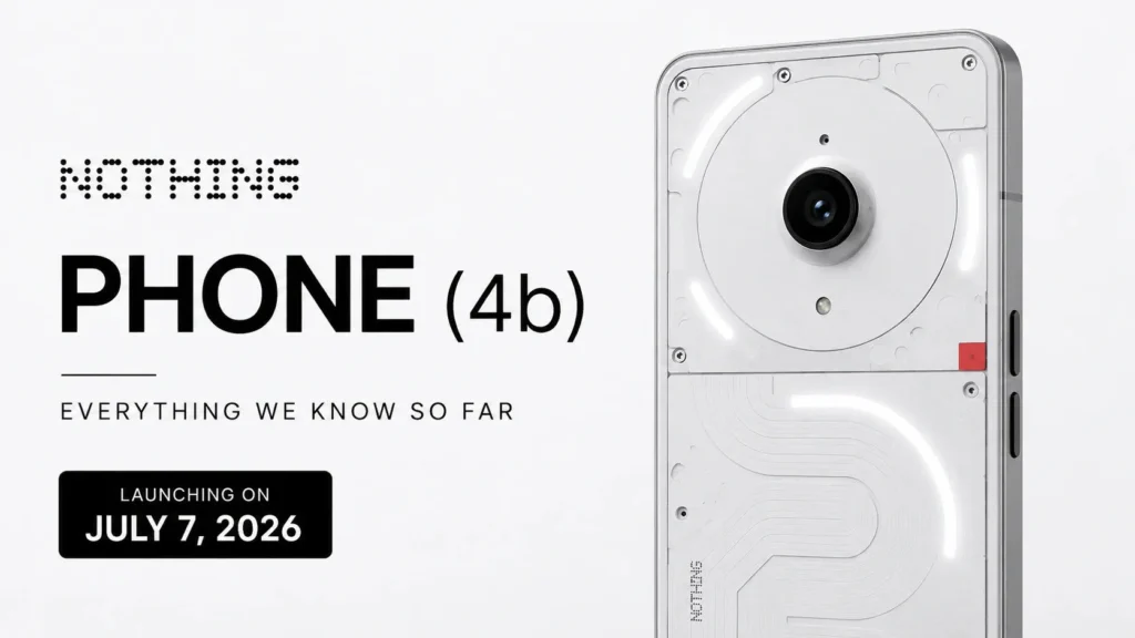 Nothing Phone (4b)のティザーイメージ。透明感のあるデザインと新しいBシリーズの登場を示すスマートフォン。