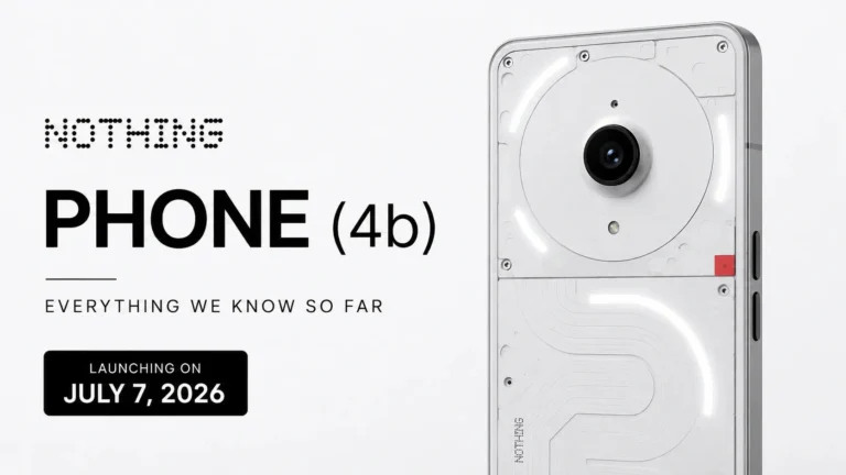 Nothing Phone (4b)のティザーイメージ。透明感のあるデザインと新しいBシリーズの登場を示すスマートフォン。