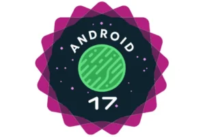 Android 17の新機能で進化するスマート体験:生産性とセキュリティを強化する最新アップデート Android 17の新機能を紹介するスマートフォン画面。マルチタスク機能、セキュリティ強化、デバイス連携など、生産性向上を支援する最新アップデートを表示している。