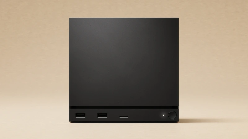 黒いSteam Machine本体を正面から写した公式製品画像